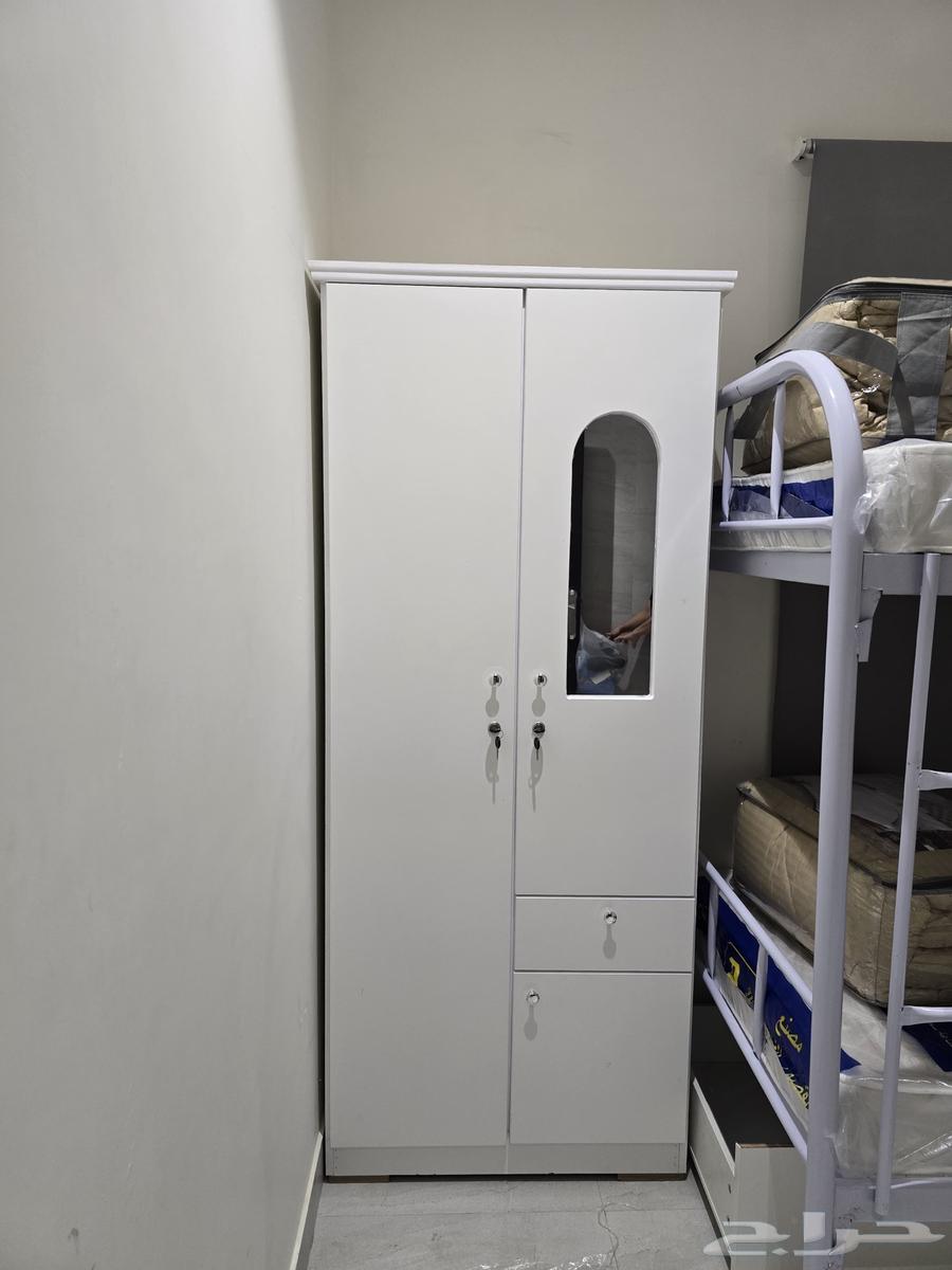 دولاب ملابس خشب بابين الون بني و ابيض جديد64475918212609114