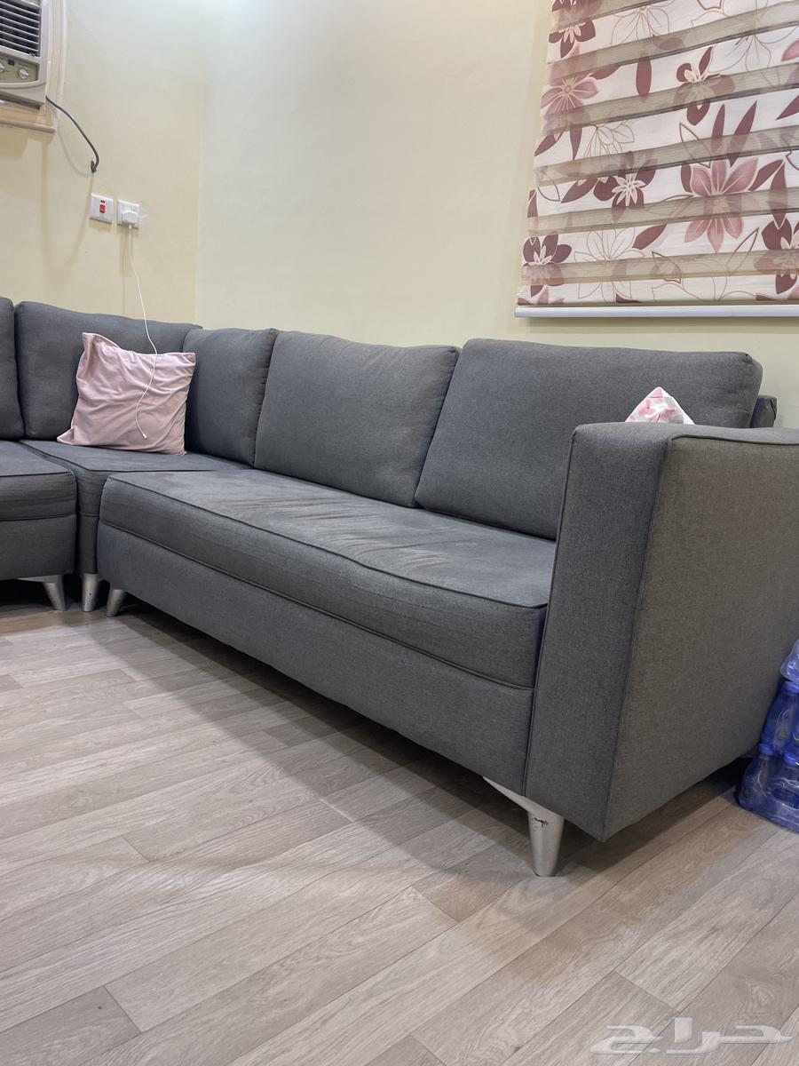 L-shaped sofa, semi-new, solid wood, unfilled64471801763841110