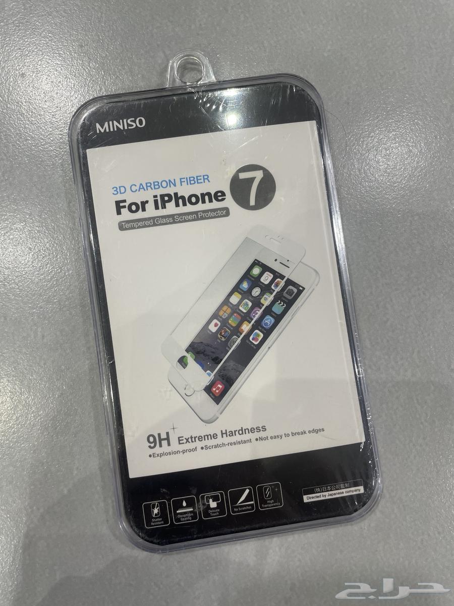 استكر شاشة ايفون 7 - 8 لون ابيض 3D كاربون فيبر64465646988419110