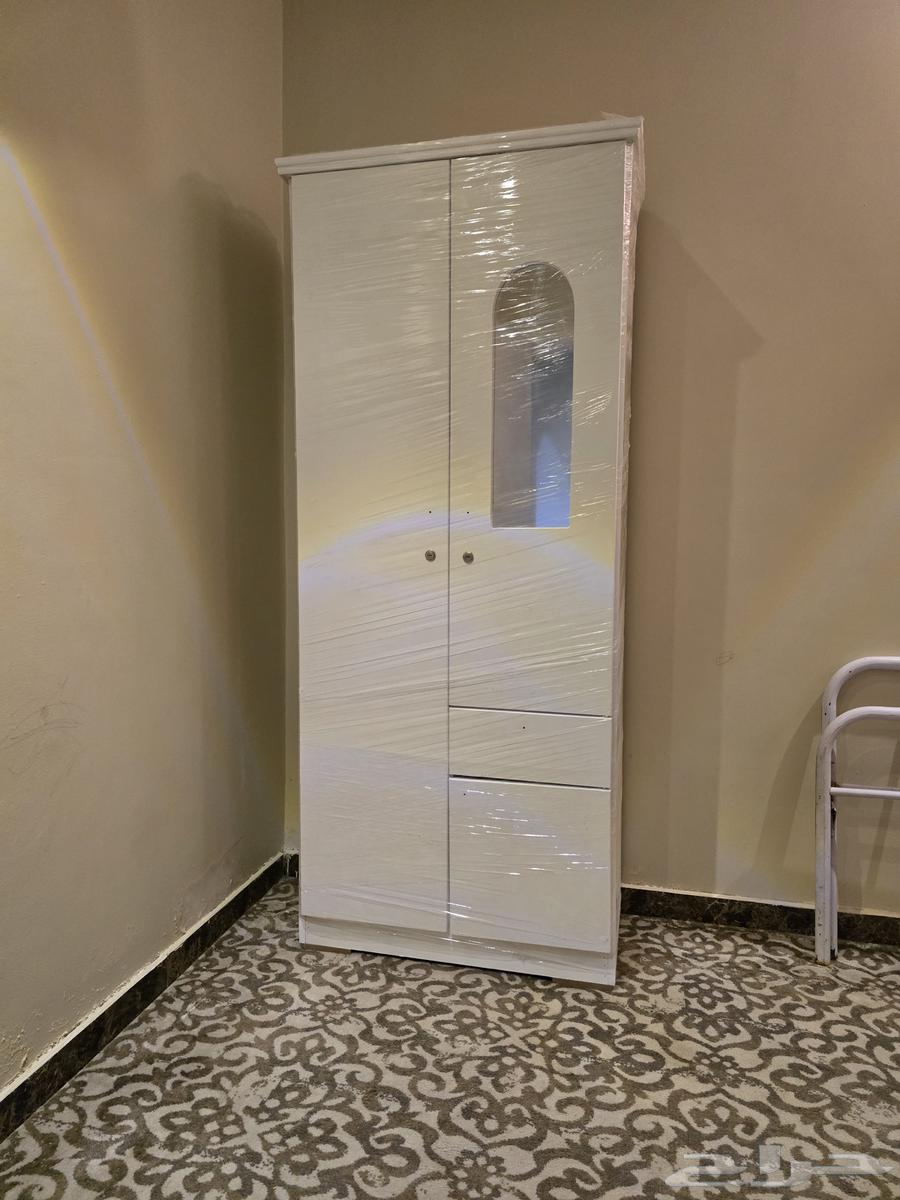 دولاب ملابس خشب بابين الون بني و ابيض جديد64475918212609113