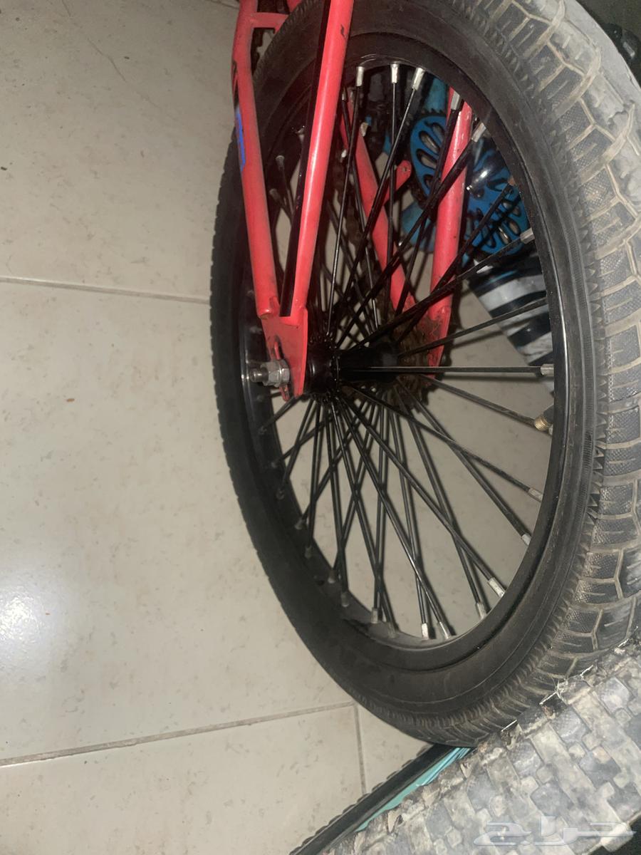 Modified red and light blue bicycle64476670910339114