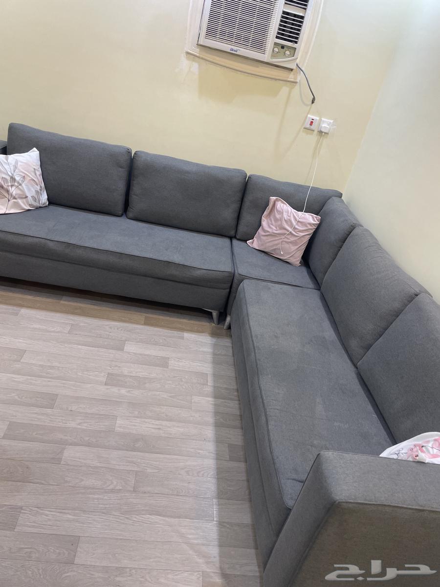L-shaped sofa, semi-new, solid wood, unfilled64471801763841111