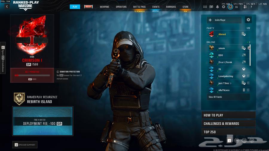 حساب رانك وارزون كريمسون للبيع64478539832066110