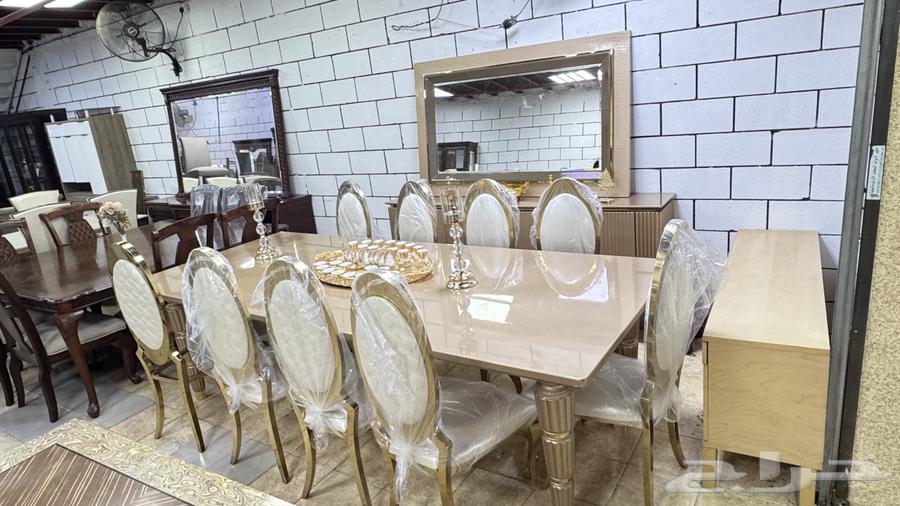 Luxury Dining Table Set   10 Chairs   Buffet   Mirror64476029898497111