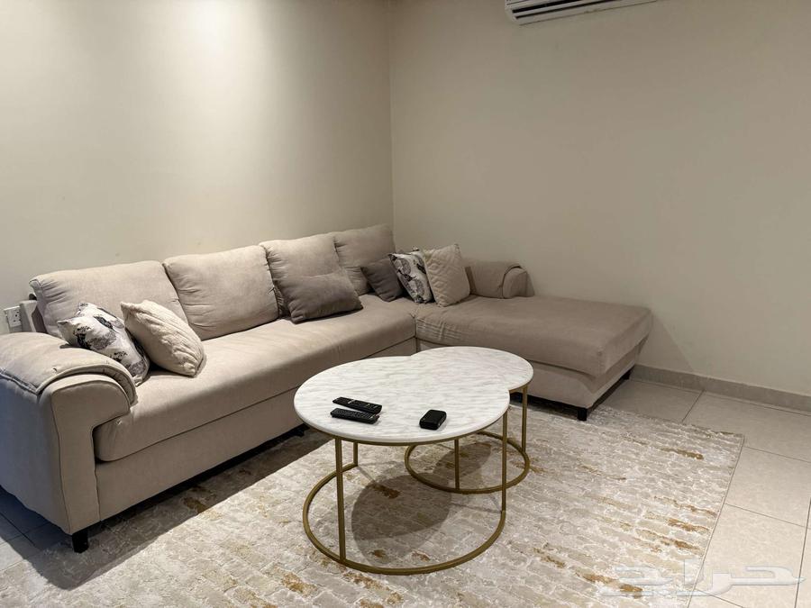 Clean 5-meter sofa for sale, asking 600 SAR, contact via WhatsApp only64472536497283110