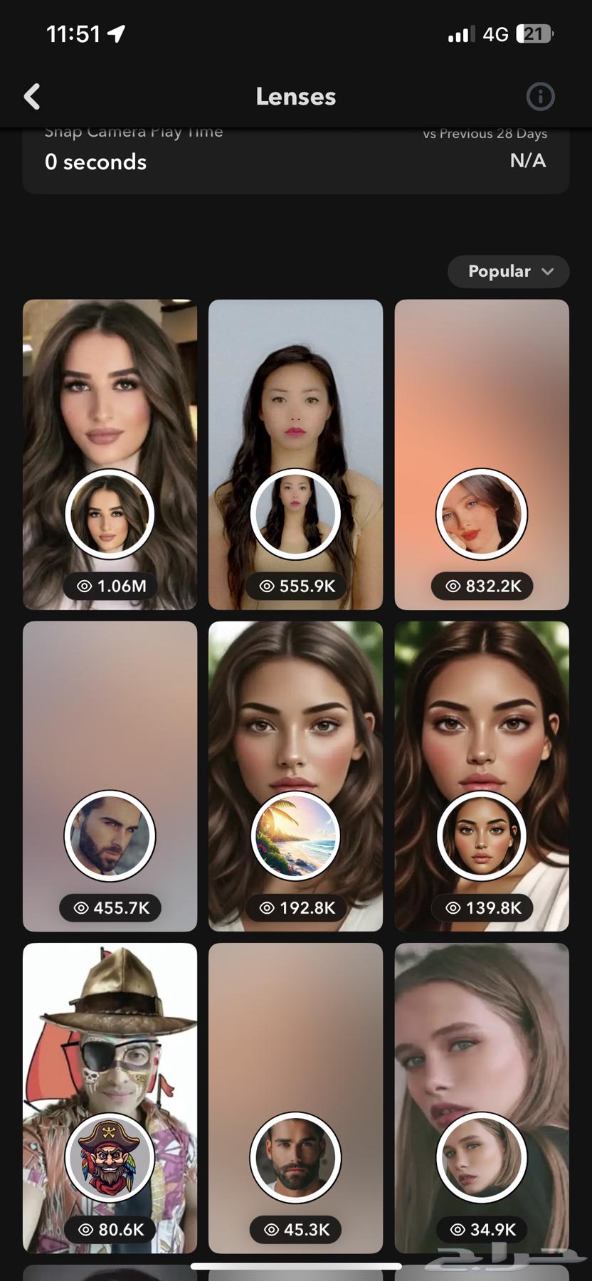 Million-view Snapchat Lenses and Filters64478828740355110
