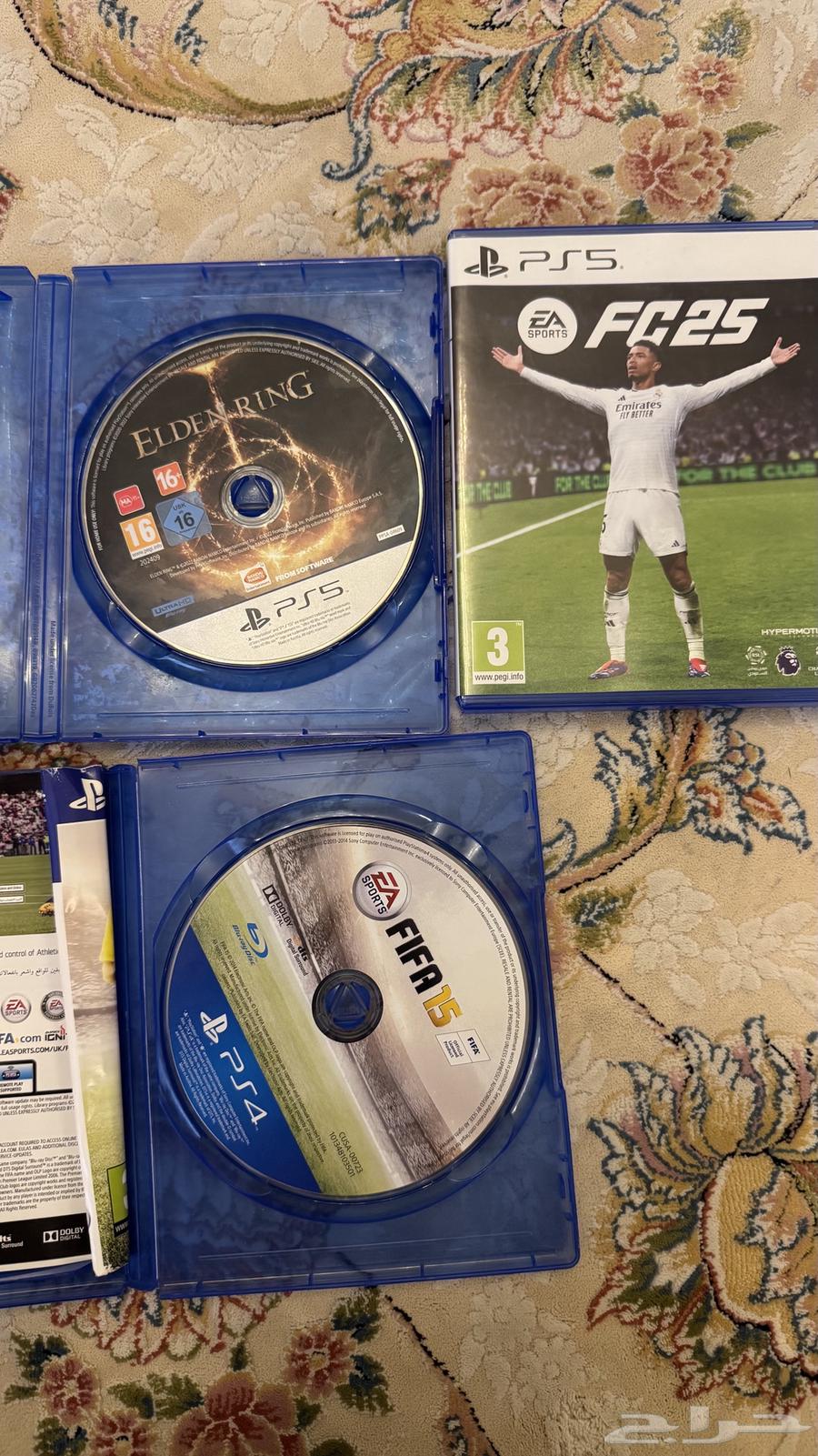 للبيع فيفا 25 مع لعبة Elden ring و فيفا 15 بحالة ممتاز64481818225666110