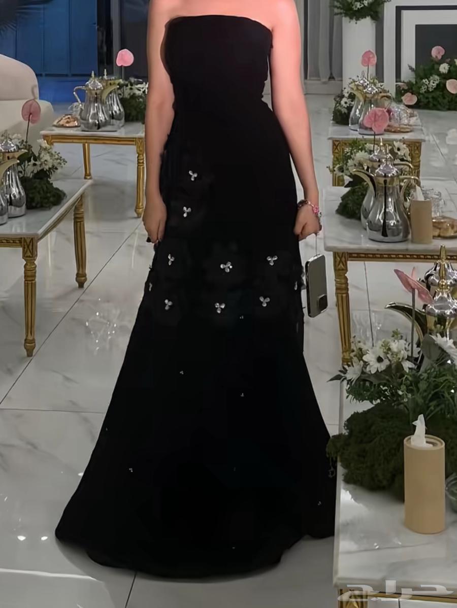 فستان سهرة طويل اسود مع قلفز64482295513986110