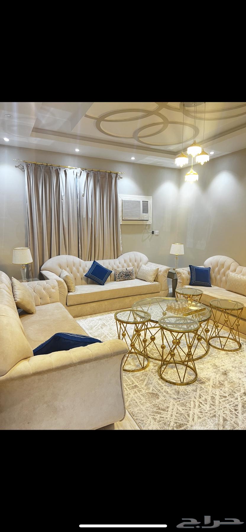 كنب شبه جديد 9 نفر 3 قطع و5 طاولات قزاز ذهبيه64482566214530112
