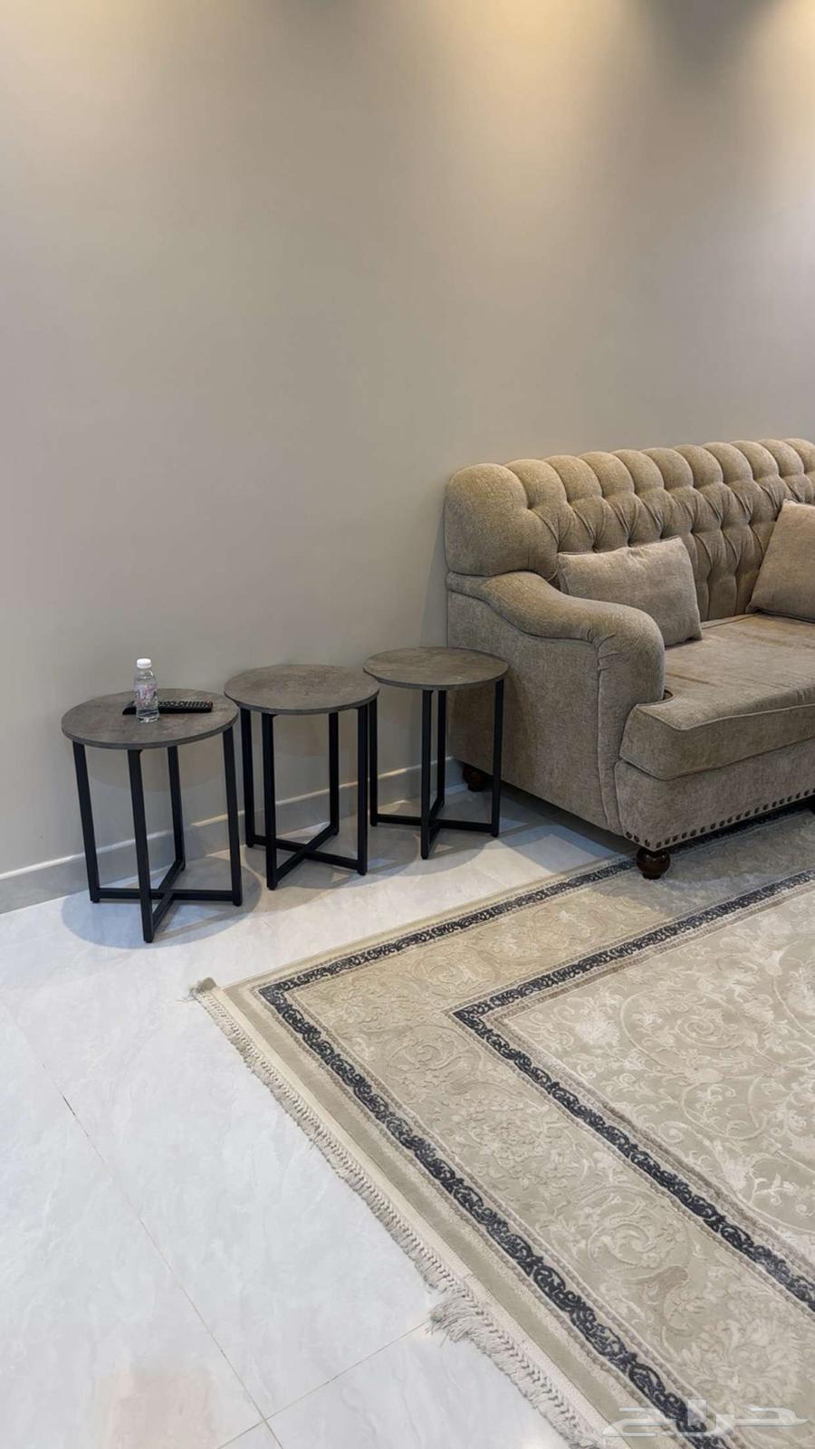 Sofa for sale with tables, cover, and protective film, one year old, reason for selling is relocation64490843396355112