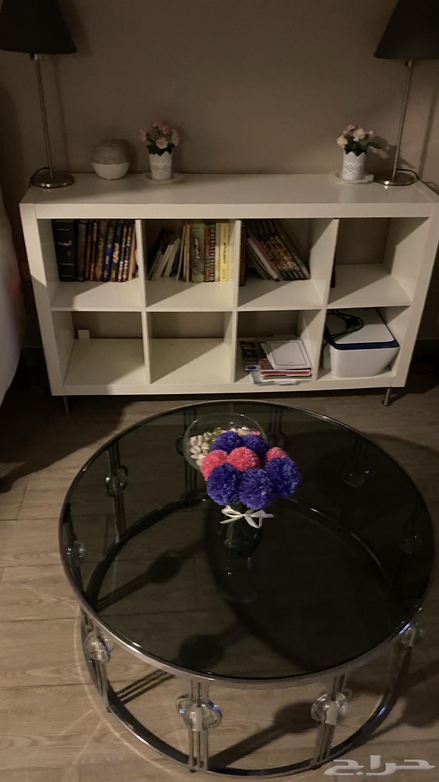 IKEA shelf table and glass-top table64492339140737110