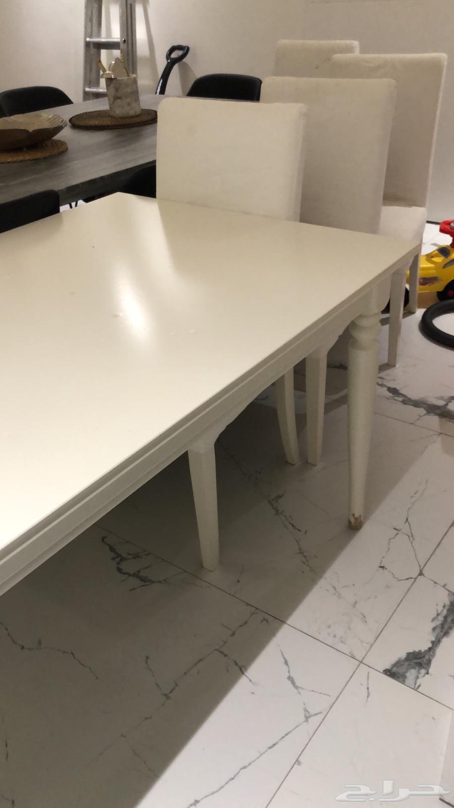 طاولة طعام خشب ابيض 6 كراسي64491279494785110