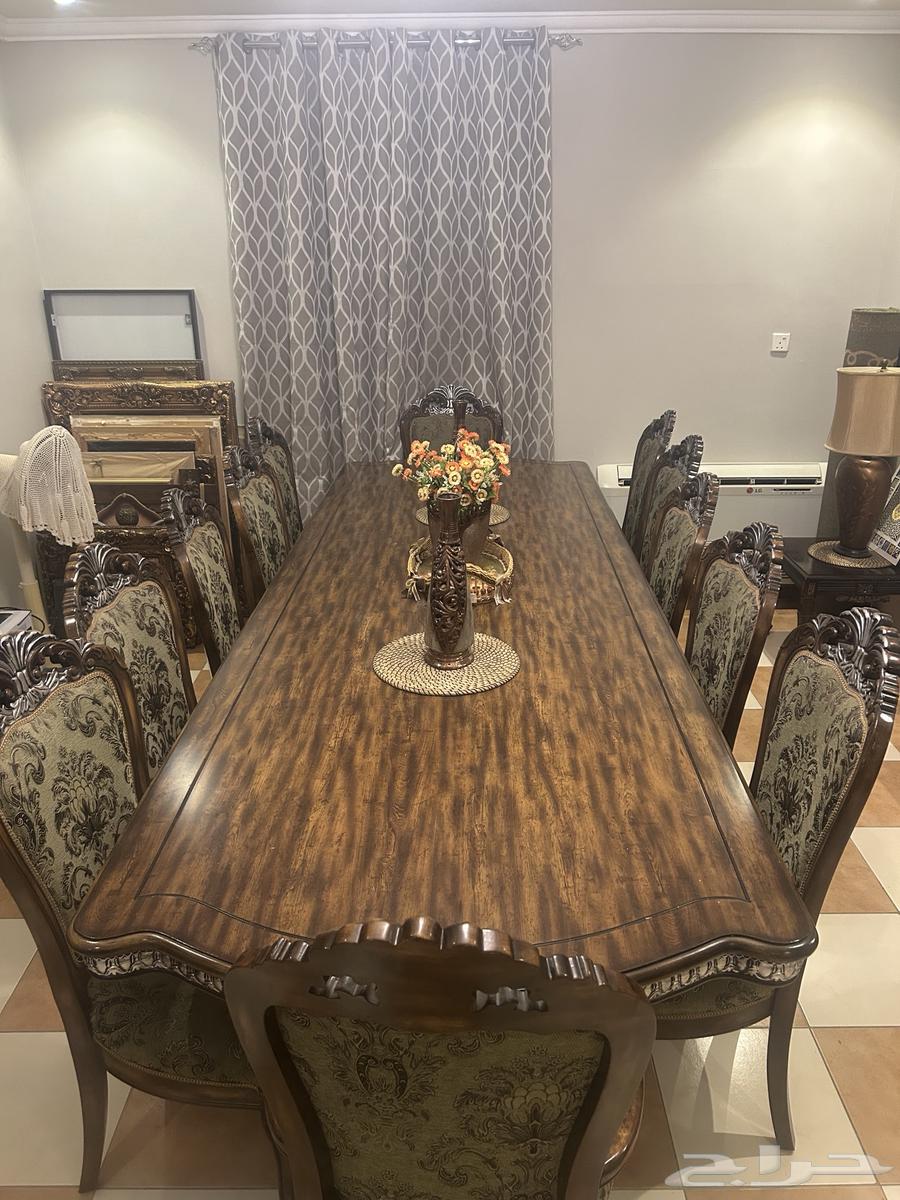 Dining room set with 12 chairs, buffet, and cabinet64490344610177110