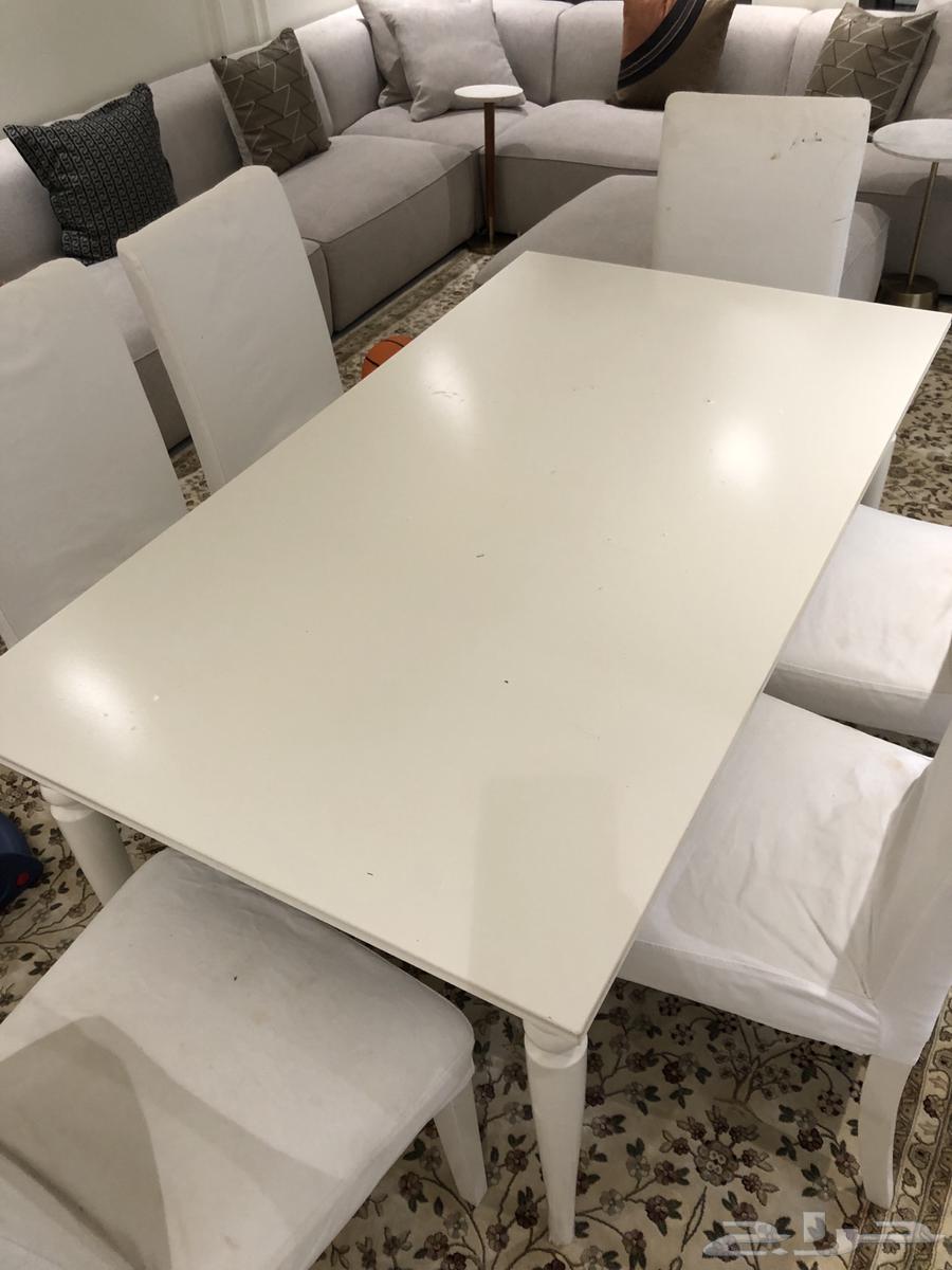 طاولة طعام خشب ابيض 6 كراسي64491279494785111