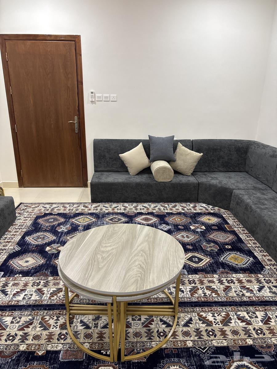 Sofa with tables and cushions used for less than a month64488160096130111