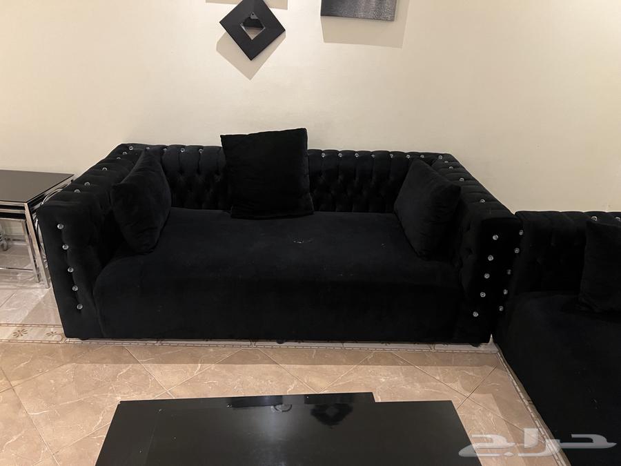 Black sofa with crystal edges, Akiya table and TV table64489806962819112