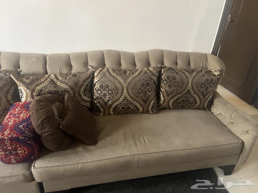 كنب 6 قطع و7 الزاويه لون بني معا المخدات حقته وكل شي64490276060930113