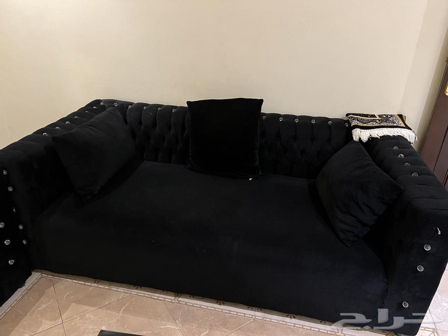 Black sofa with crystal edges, Akiya table and TV table64489806962819113