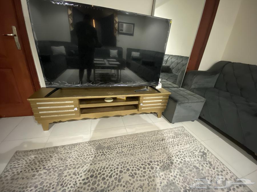 كنب مجلس لون رمادي م4 5 حرف U كامل مع الطاولات وستاره وفرشه64491741104770110