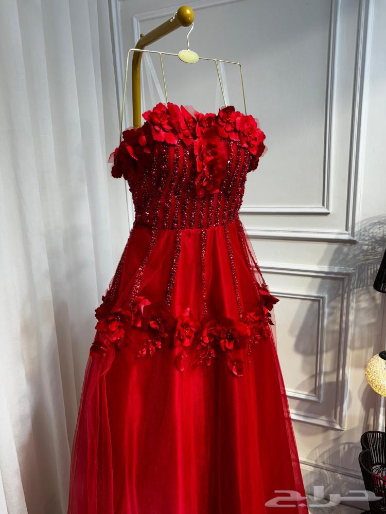 فستان سهره احمر مطرز لولو بورد نافل64489211957250110