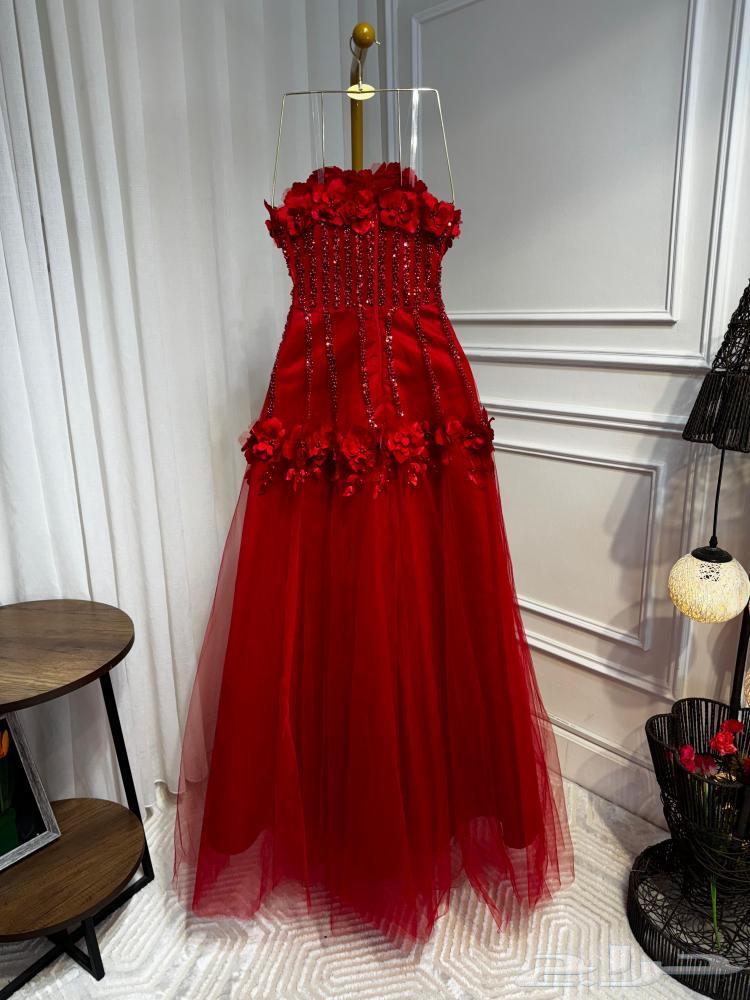 فستان سهره احمر مطرز لولو بورد نافل64489211957250111