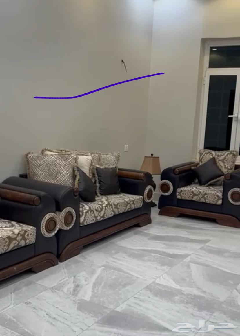 كنب تركي اصلي مكون من 6 قطع   طاوله و 6كراسي خشب تركي64488796594945111