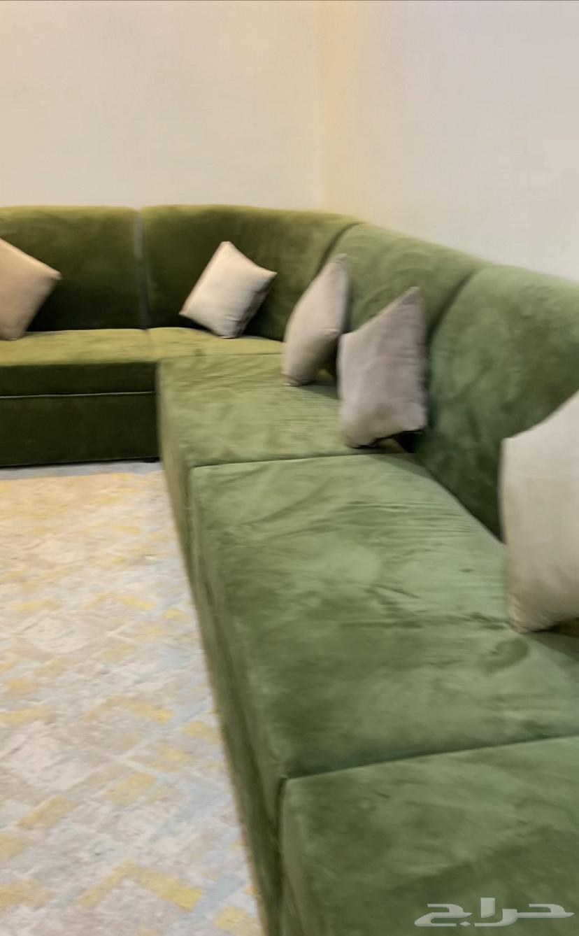 Clean, almost new sofa with curtain and cushions64489752441347113