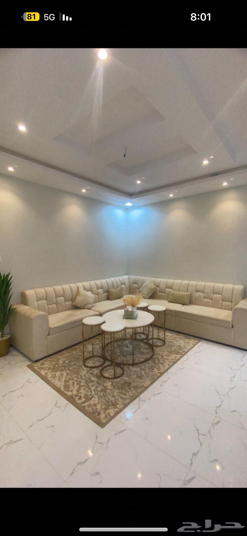 Sofa for sale with its table and chaise lounge with armrests, ottoman, and cushion64493096731393110