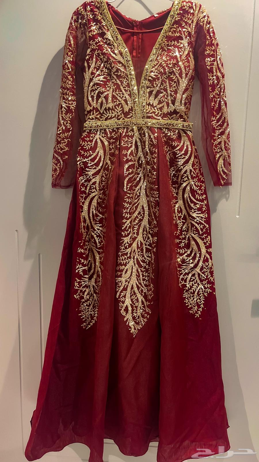 للبيع فستان لون عنابي مناسبه فخمة64499925863297112