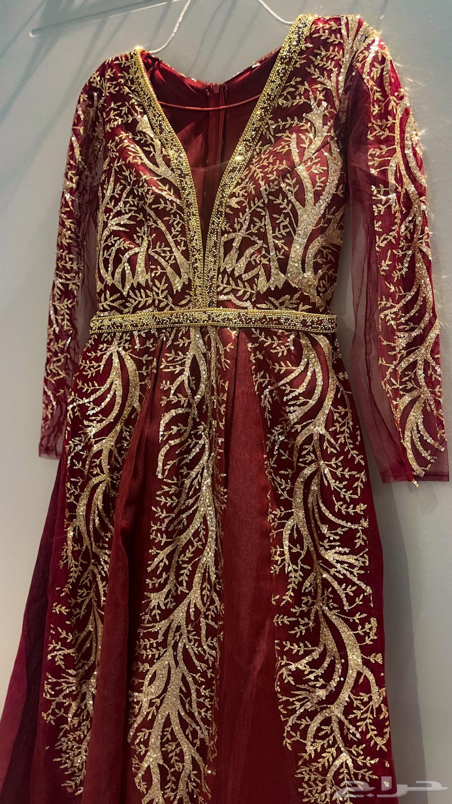 للبيع فستان لون عنابي مناسبه فخمة64499925863297110