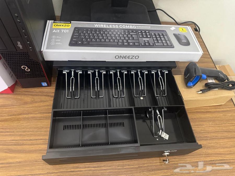 كاشير كامل كمبيوتر مكتبي 950ريال طابعه درج خزنه قاري باركود64502136475649114