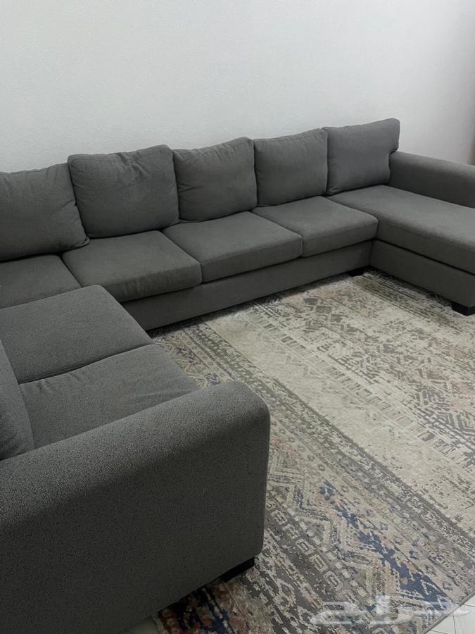 كنب صالة حرف اليو اللون رصاصي64495569954689110