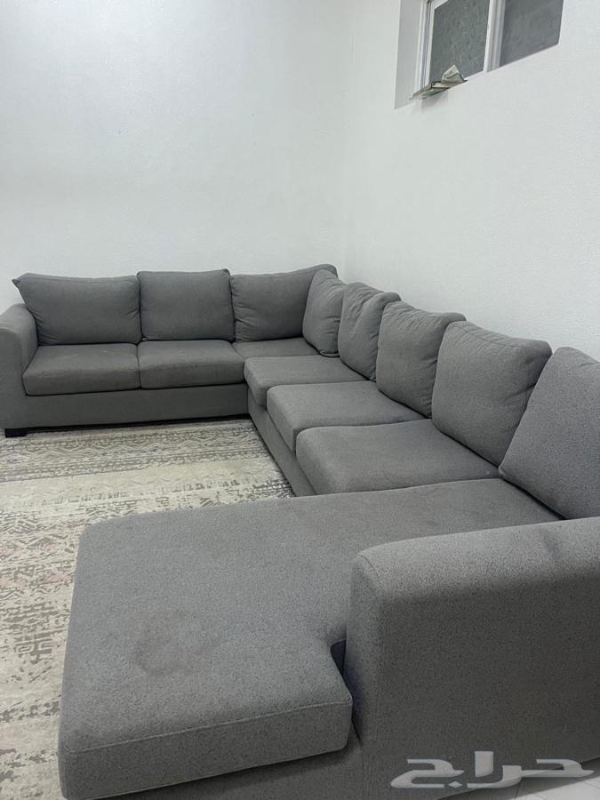 كنب صالة حرف اليو اللون رصاصي64495569954689111