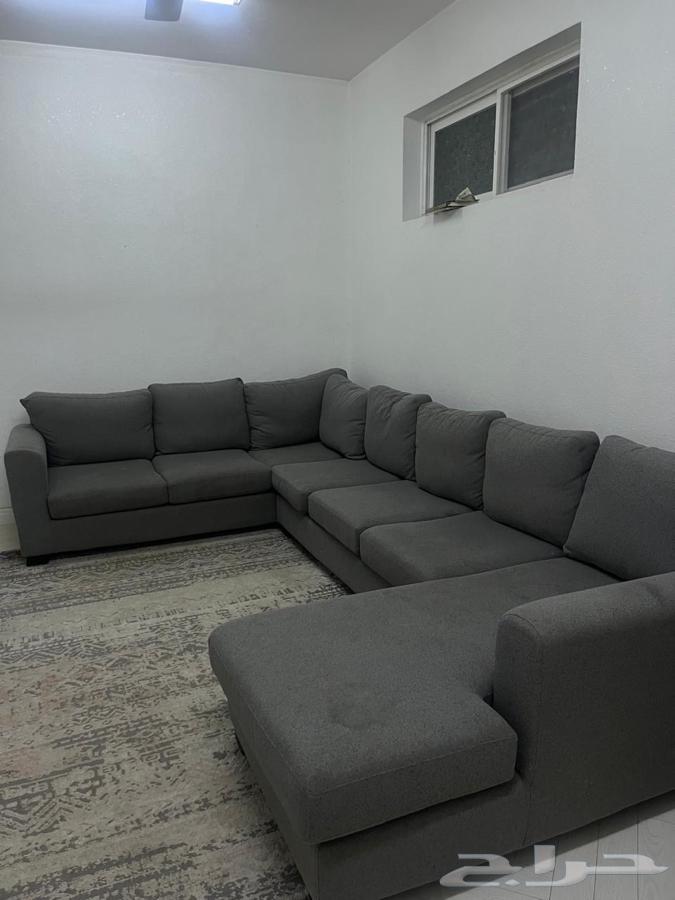 كنب صالة حرف اليو اللون رصاصي64495569954689112