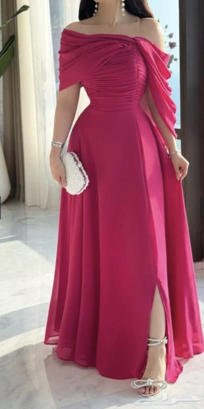 فستان وردي شيفون64500588739457110