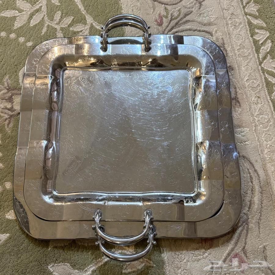 طقم صينية طوفريه حامل اكواب ستيل نضيف64507039830657111