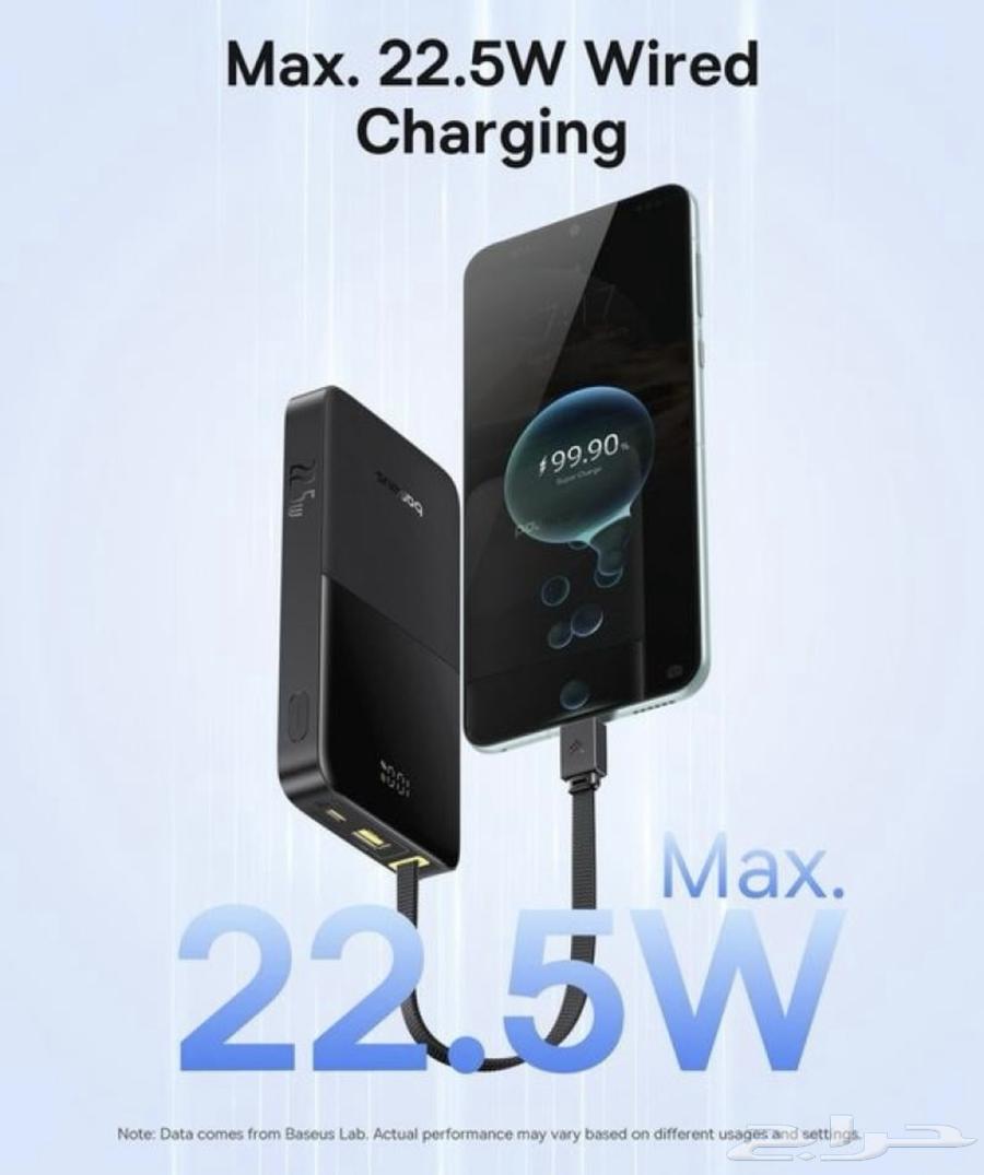 بطارية متنقلة 10 الفmAhبسلك تايب c مدمج وشاشة رقمية من بيسوس64507935666690113