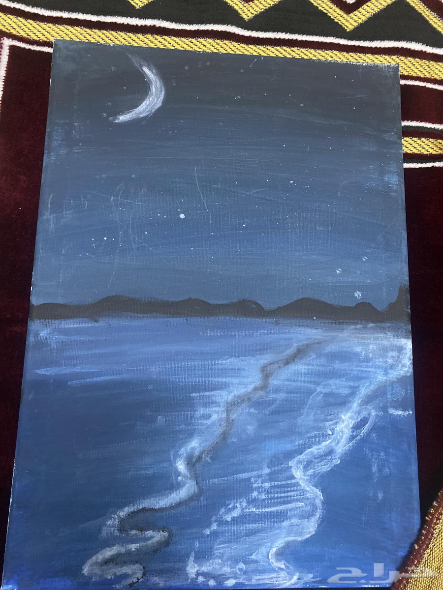 A board representing the seas with waves and the moon64508215387139110