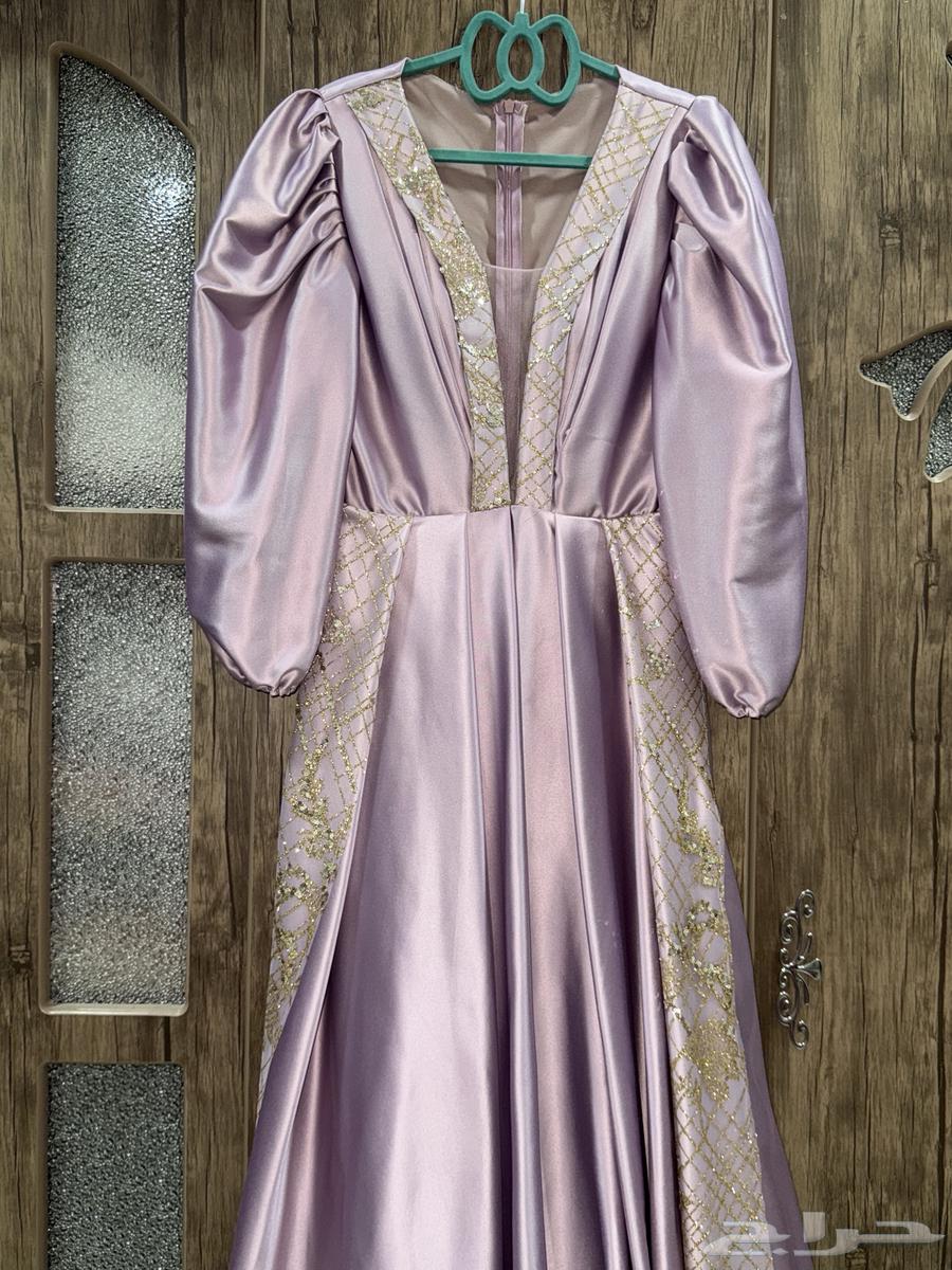 فستان قماش حرير ولونه بنفسجي لامع64503527555201110