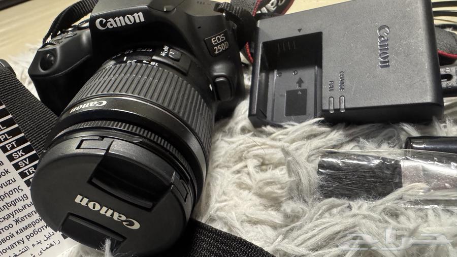 كاميرا كانون 250d مع اضاءة تصوير وحامل خلفيه64507935674241111