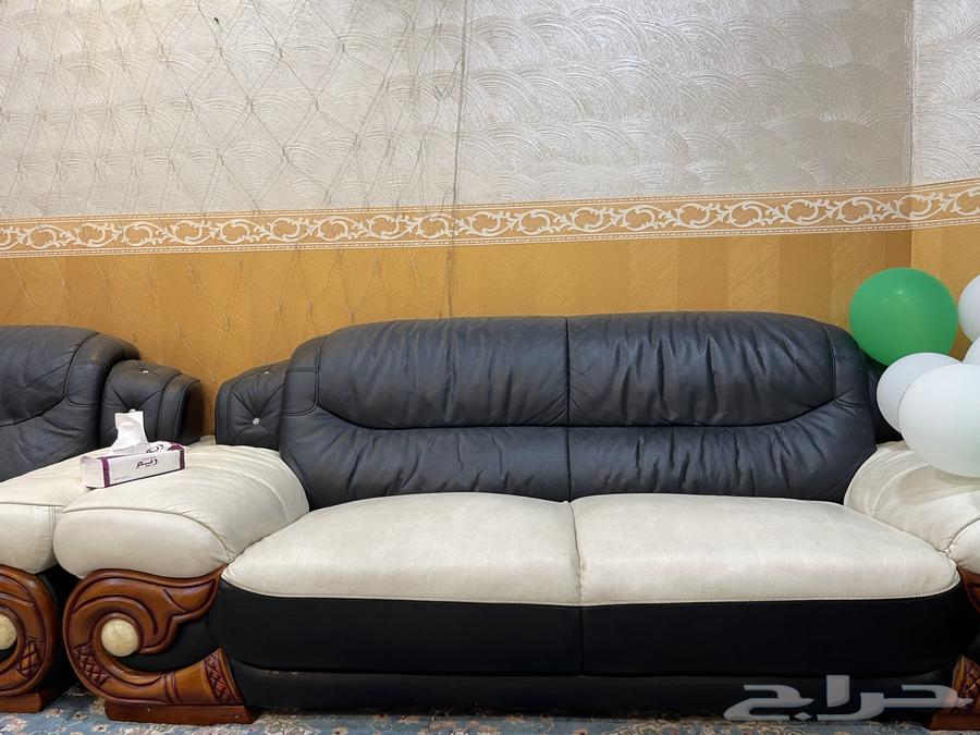 كنب جلد أبيض وأسود مستعمل64506006991746112