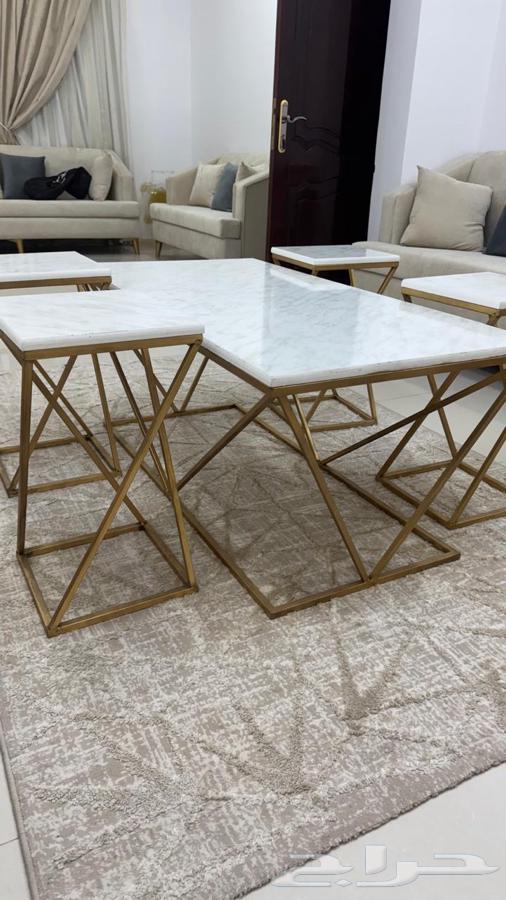 Modern Marble Coffee Table with Golden Frame for Majlis64509658802433110