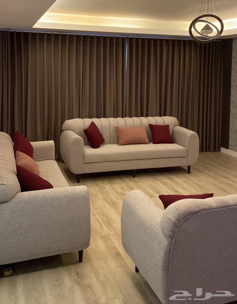 Three-piece sofa set used for two months, each piece measuring two meters, linen fabric detail64504901399683110