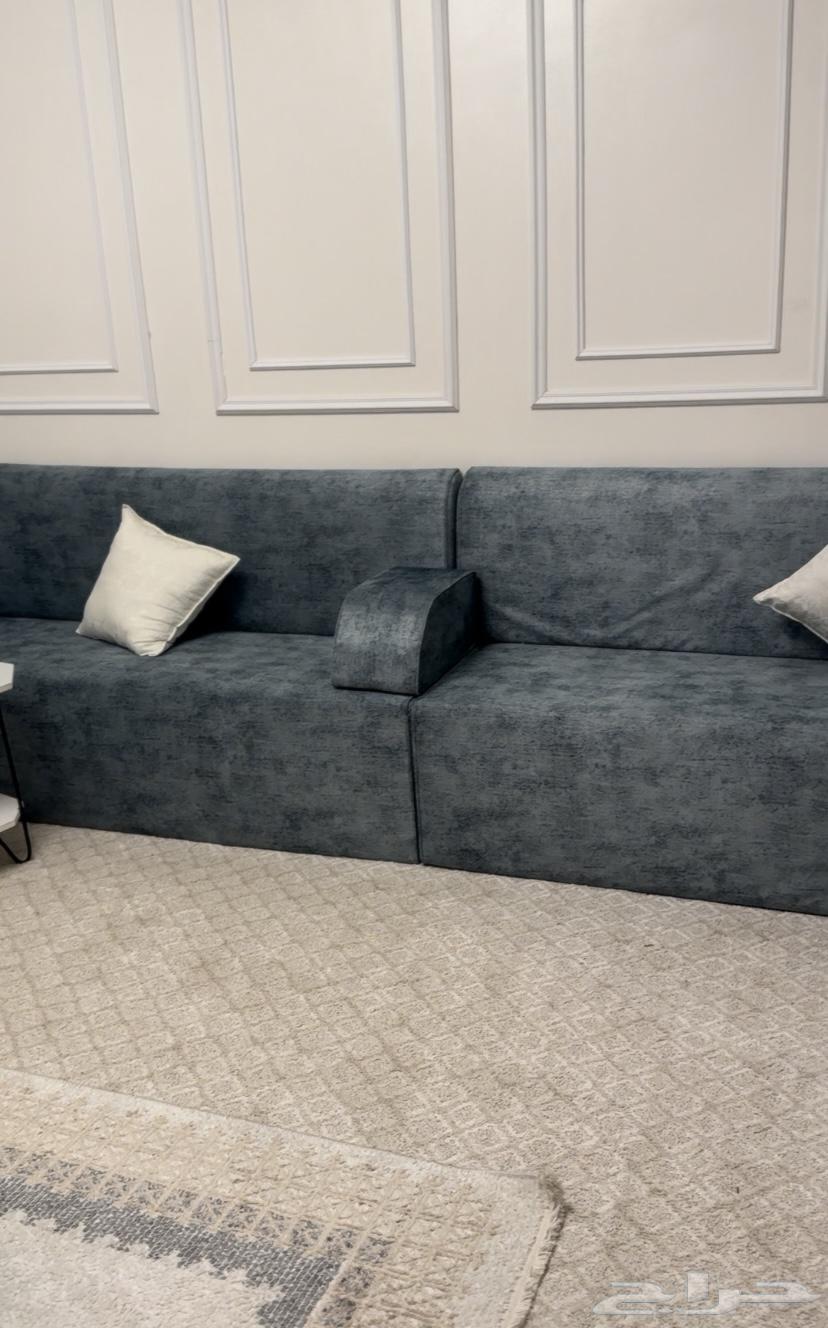 L-shaped sofa, tarpaulin, and tables for sale64503036358274114