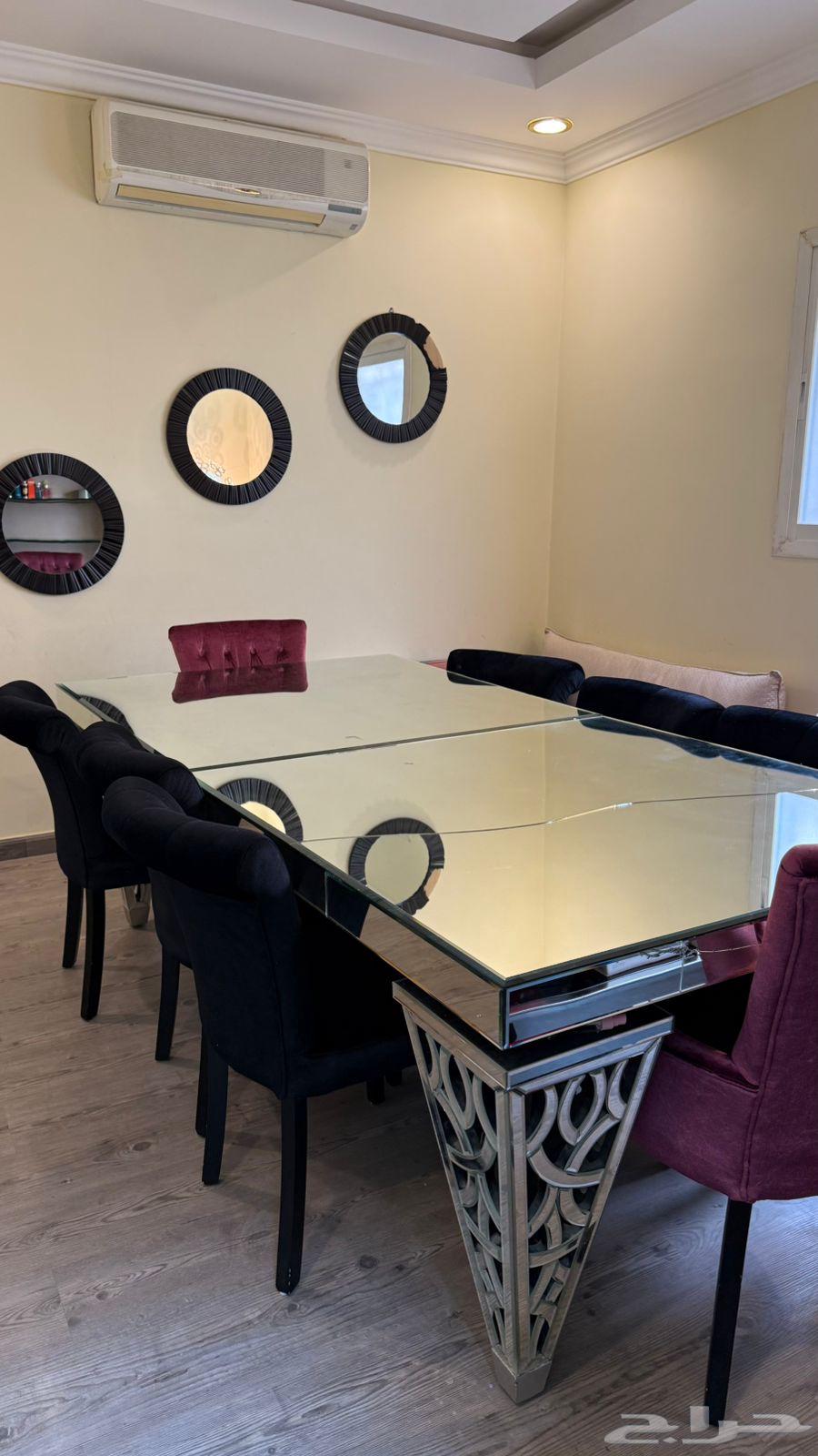 طاولة طعام 8 اشخاص و بوفيه زجاجي64506760790017112