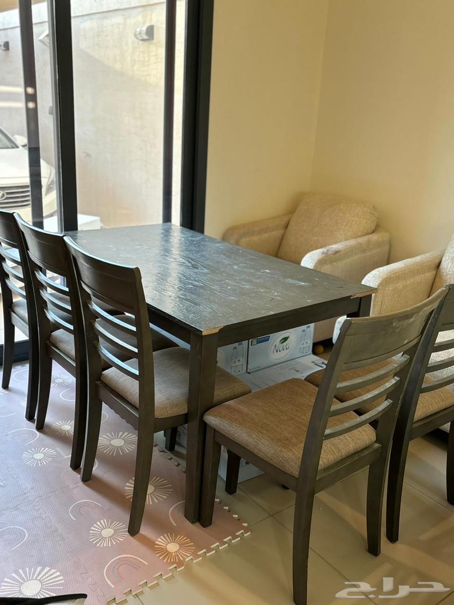 طاولة طعام مع الكراسي و 3 قطع كنب64507291404674111