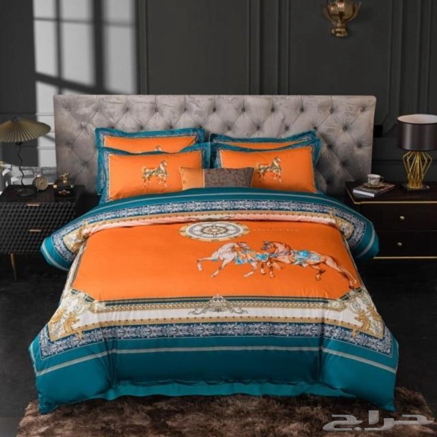 طقم مفارش فاخر 4 قطع - تصميم الخيول الملكية ملمس حريري فاخر64512916427906111