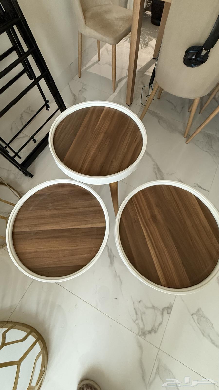 3 marble coffee tables and 3 wooden side tables64467634429954112