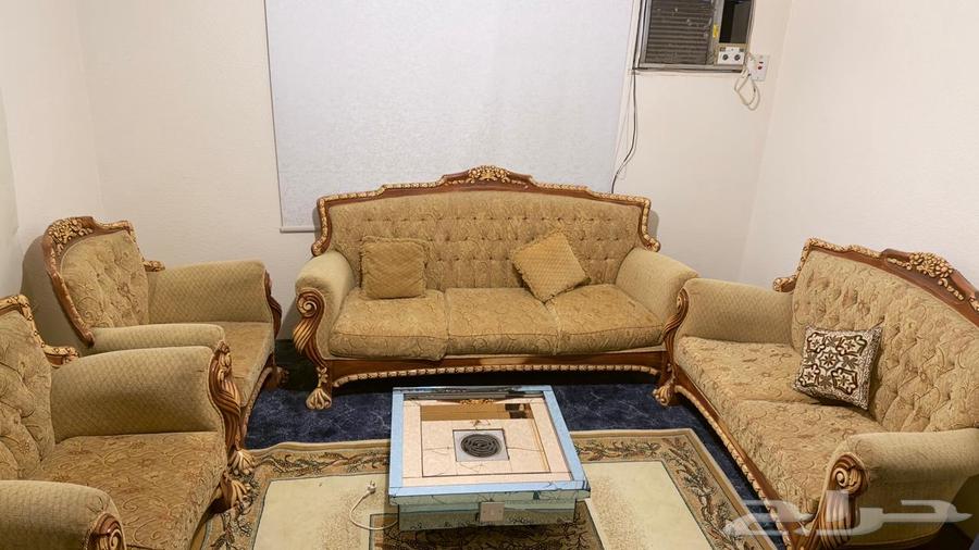 كنب 8 قطع خشب وجزه قزاز64513105555329110