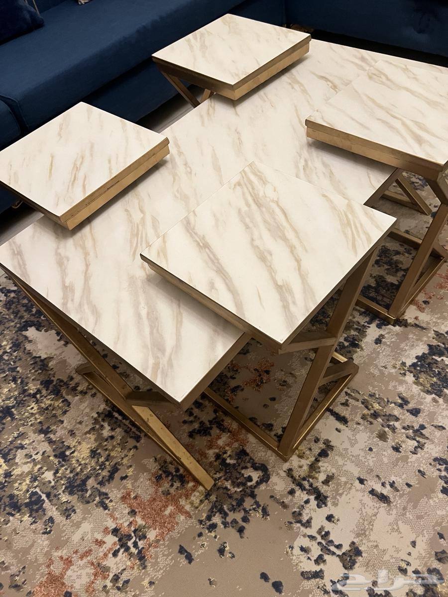 5-piece table set, one large table with 4 side tables, semi-new64514430931841112